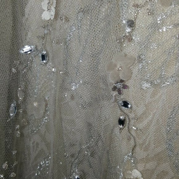 #◇$9,000 NEW CAROLINA HERRERA PRETTY GOLD BLUSH SILVER EMBR CRYSTAL GOWN 10 L - Picture 10 of 12
